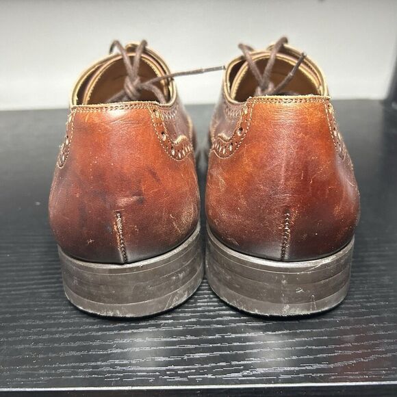 Magnanni Mens Size 11 Brown Leather Wingtip Oxford Dress Shoes - Picture 7 of 13
